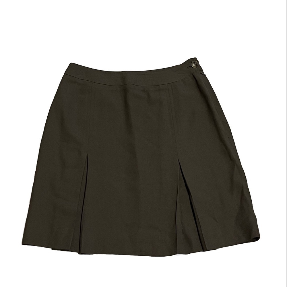 Jones New York Vintage Wool A Line Pleated Knee Length Green High Rise Skirt 8